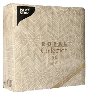 Obrázek produktu pro Papstar Servietten sand ROYAL Collection Leaves 40x40cm 50 Stück