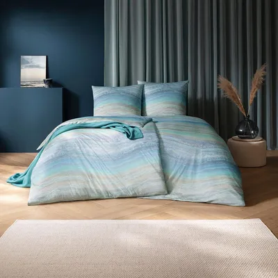 Produktbild von Estella Mako Interlock Jersey Bettwäsche Maike azur 135x200 cm + 80x80 cm