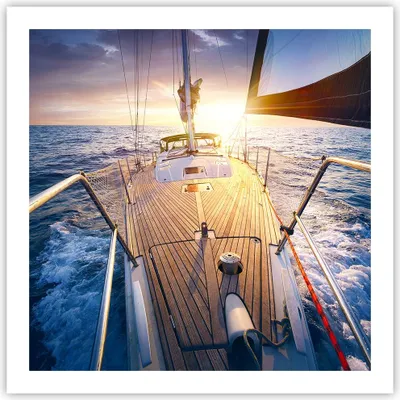 Produktbild von Poster - Poster ohne Rahmen - Segelboot Meer - 60x60 cm - Wand Bild - Wanddeko - Wandbilder - Kunstposter - Wandposter - Bilder - Kunstdruck - Wanddekoration - Wandbild - P2XAC60x60-4076