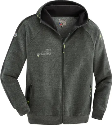 Produktbild von Terrax Workwear Herren Sweatjacke mit Kapuze - Kapuzenjacke mit aufgerauter Innenseite in Dunkelgrün-Limette Größe L