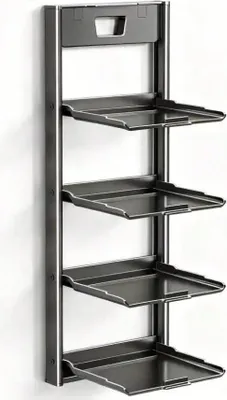 Image de Étagère à épices - Étagère murale - 4 niveaux - Pliable - Peu encombrante - Métal - Gris