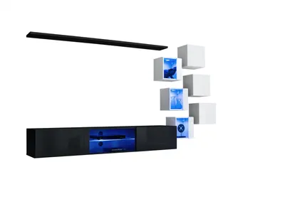 Produktbild von Modern Komplett Wohnwand Wand Regale Luxus Designer Set Wohnzimmermöbel