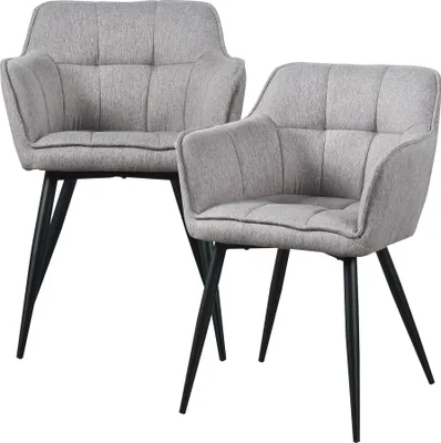 Image de Chaise de salle à manger 'Birmingham' set de 2 avec accoudoirs rembourré pieds en acier gris