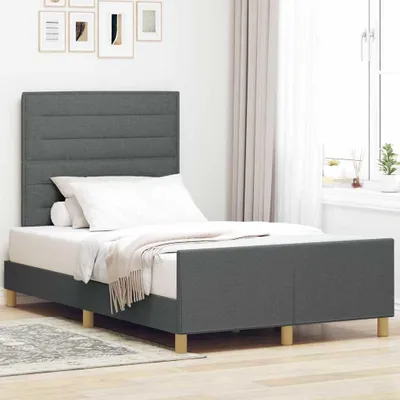 Productafbeelding van Maison Exclusive - Bedframe met hoofdeinde, donkergrijs, 120 x 190 cm, gestoffeerd