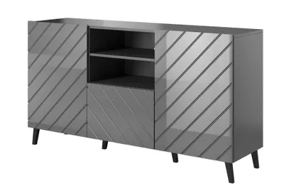 Produktbild von Furniture24 Kommode Abeto 150 cm breit Sideboard Schrank Wohnzimmer 2 Türen 1 Schublade Graphite