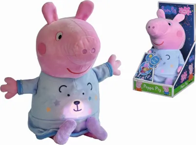 Obrázok produktu pre Peppa Pig 2v1 plyšové sánky na hranie + svetlo, modré, 25 cm