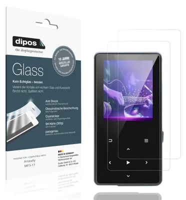 Produktbild von 2x Schutzfolie für Aroeally MP3-17 - Anti-Shock 9H Folie dipos Glass Kunststoffglas