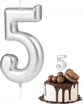 Produktbild von Geburtstag Kerze Nummer 5 Silber Metallic Für Geburtstagsparty