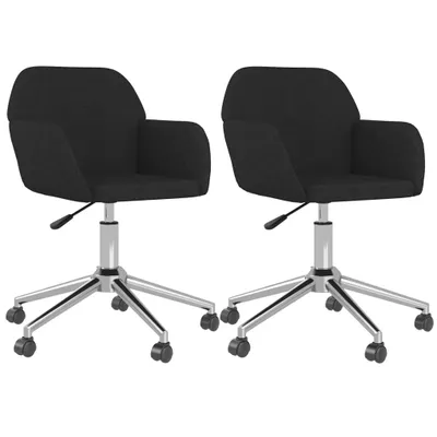 Image de Chaises pivotantes à manger lot de 2 Noir Tissu