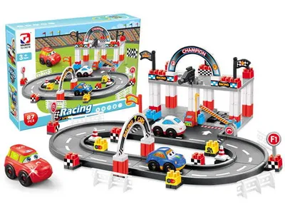 Produktbild von Bausteine - Rennbahn-Set - 87 Elemente