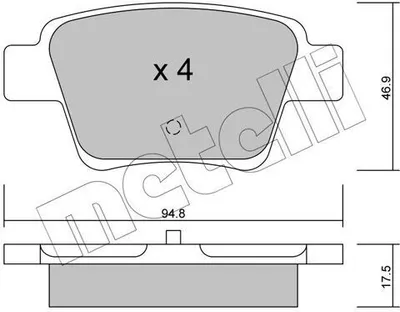 Produktbild von METELLI Bremsbeläge Satz Hinten Bremsklötze passend für PEUGEOT 207 (WA, WC) 22-0639-0