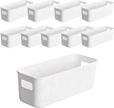 Produktbild von Aufbewahrungsboxen 10 Stk, weißer Kunststoff, 8 cm breit, für Badezimmer