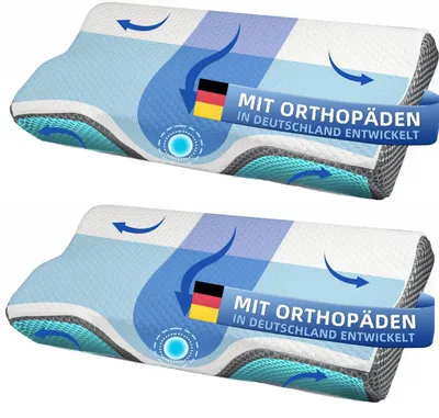 Produktbild von Kopfkissen Orthopädisches Kissen, Ergonomisches Nackenkissen Kopfkissen, Kissen Antischnarchkissen für Erwachsene 34.5 cm x 62 cm x 12 cm
