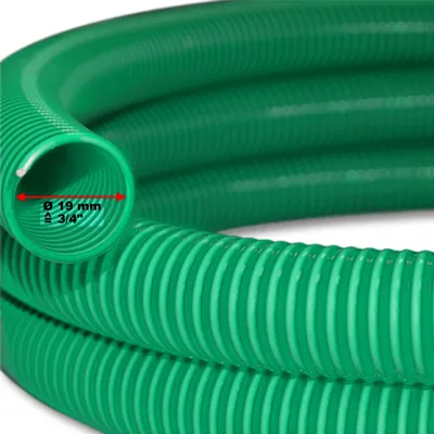 Image de Wiltec Tuyau d'aspiration vert – 10 m / Ø 20 mm (3/4") – avec Spirale de renforcement – Tube à pression souple en PVC – pour Arrosage Irrigation Jardinage Évacuation Refoulement