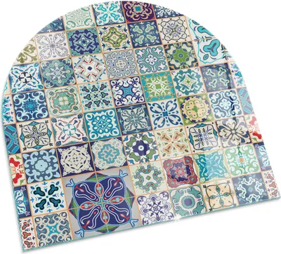 Produktbild von Mosaikmuster auf Fliesen – Glasbodenplatte für – Kaminofen – Kaminplatte Glas – Schutzglas – Funkenschutzplatte –Glasbodenplatte Feuerfeste – Hitzeschutzplatte – Bodenschutz aus Glas – 100x100 cm