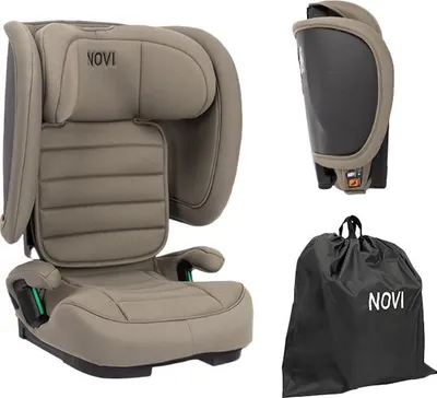 Produktbild von Novi Max i-Size Autositz R129 – 100–150 cm – klappbar – inklusive Transporttasche - Taupe