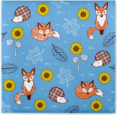 Produktbild von Sovie HOME Serviette Florian in Blau aus Linclass® Airlaid 40 x 40 cm, 12 Stück - Waldtiere
