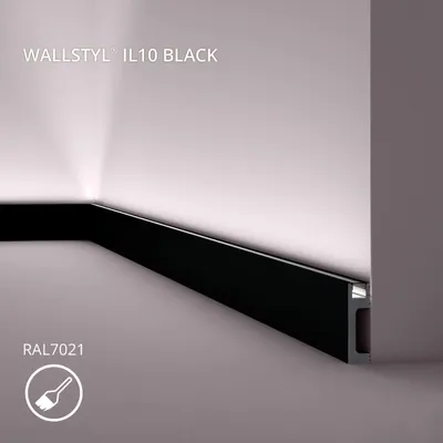 Produktbild von NMC IL10 BLACK WALLSTYL Sockelleiste bereits lackiert Indirekte Beleuchtung 2 m