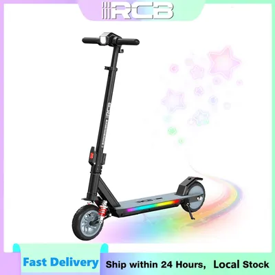 Produktbild von RCB R12 MAX Kinder E-Scooter 150W faltbar 18 km/h 3-Gang RGB LED Elektroroller Schwarz