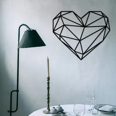 Produktbild von Wallity, Heart Metal Decor, Wanddeko, Schwarz, Metall, 47 x 40 cm