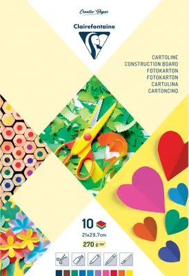 Produktbild von Clairefontaine 10x Farbiges Papier (Fotokarton), Block mit 10 Blatt A4 97344C