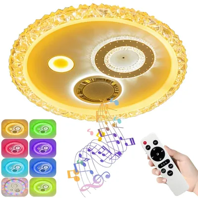Produktbild von LED Musik Deckenleuchte 72W, RGB Farbwechsel, Bluetooth Lautsprecher, 50cm, App & Fernbedienung