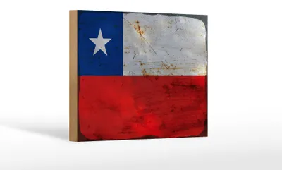 Produktbild von Holzschild Flagge Chiles 18x12cm Flag of Chile Rost