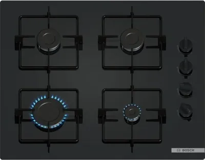 Immagine prodotto di Piano cottura a gas, BOSCH Serie 2 POP6B6K30, 4 fuochi, 52 x 59 x 5,4 cm, 60 cm, nero