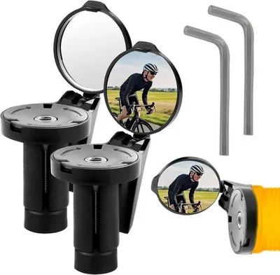 Produktbild von Set aus 2 klappbaren 360° einstellbaren Fahrradspiegeln für Rennrad und Mountainbike