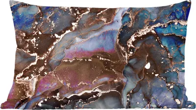 Produktbild von MuchoWow® Zierkissen Sofakissen Wohnzimmer Dekokissen 60x40 cm Marmor - Gold - Rosa - Kopfkissen - Polster mit Foto