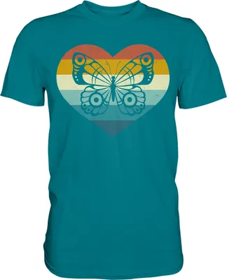 Produktbild von Retro Schmetterling T-Shirt – Diva Blue / XXL