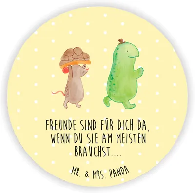 Produktbild von Mr. & Mrs. Panda Rund Magnet Schildkröte Maus - Gelb Pastell - Geschenk, Freunde, für magnettafel, whiteboardmagnet, fotos, mit motiv, Kühlschrankmagnet
