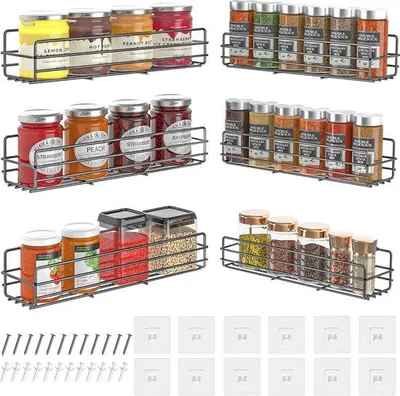 Produktbild von Famanu Kräuterregal Wandregal Edelstahl ohne Bohren - Schwarz