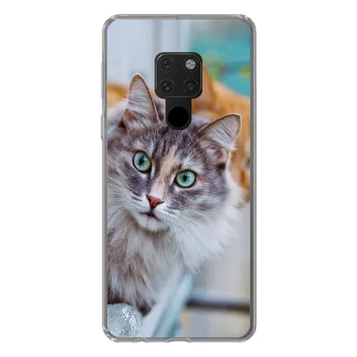 Produktbild von MuchoWow® Handyhülle Schutzhülle Hülle für Huawei P40 Lite Katze - Fenster - Katzen Silikon Softcase Handy Hülle - Handy