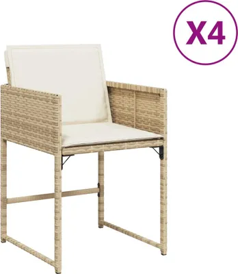 Immagine prodotto di vidaXL Sedie da giardino con cuscini 4 pz. Poli rattan beige