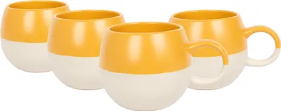 Produktbild von Nicola Spring Kugelbecher aus getauchtem Steingut – 340 ml – Senfgelb – 4er-Pack
