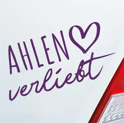 Produktbild von Auto Aufkleber Ahlen verliebt Herz Stadt Heimat Liebe Car 19x10 cm Lila Sticker Heckscheibenaufkleber