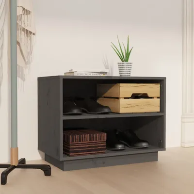 Produktbild von The Living Store Schuhschrank Grau 60x34x45 cm Massivholz Kiefer