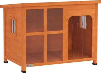 Image de Niche d'extérieur pour chiens - Chenil en bois - Toit bitumé pliable - Pour chiens de taille moyenne - 90×62×71 cm - Résistant aux intempéries - Bois naturel