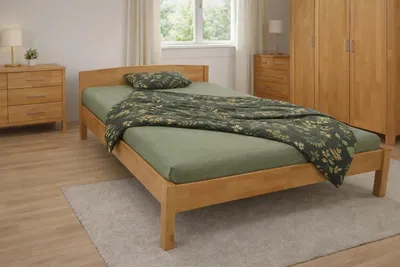 Produktbild von Doppelbett Buche natur Bett 180x200 Holzbett mit Mittelbalken #4333