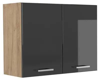 Obrázok produktu pre Kuchynská sklenená skrinka Vicco R-Line Antracit vysoký lesk/Dub Goldkraft 80 cm, Model 71472