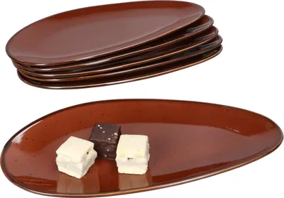 Zdjęcie produktu dla Zestaw 6 talerzyków do ciasta Marron Taste Porcelanowy talerz deserowy w kolorze kasztanowym