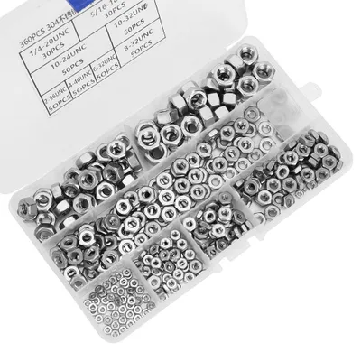 Obrázek produktu pro 360 kusů šestihranných matic z nerezové oceli, hrubý závit, americký systém UNC, upevňovací prvky