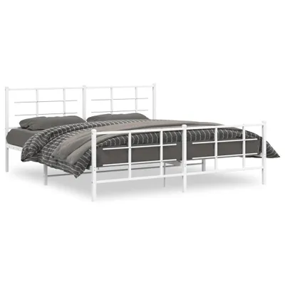 Produktbild von vidaXL Bettgestell mit Kopf- und Fußteil Metall Weiß 183x213 cm