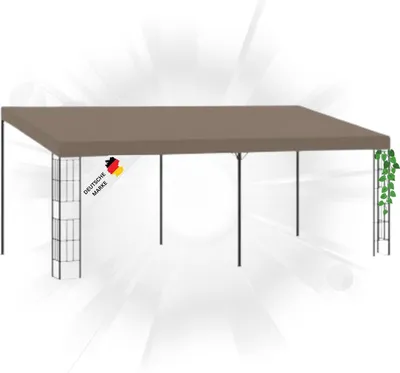 Produktbild von DELUKE® Gartenpavillon Pergola LYMP | 6x3 m Taupe Stoff | Terrassenüberdachung Garten Pavillon Rankhilfe Sonnenschutz Gartenpergola Gartenpavillon mit Sonnendach