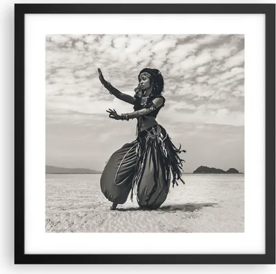 Produktbild von Gerahmtes Poster - Schwarzer Rahmen - Tänzer Folk Oriental - 40x40 cm - Wand Bild - Wanddeko - Wandbilder - Kunstposter - Wandposter - Bilderrahmen - Bilder - Kunstdruck - P2BAC40x40-4445