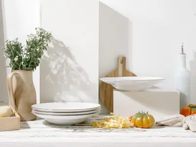 Produktbild von CreaTable, 24848, Vintage Nature Weiss, Pastateller 4-tlg, Porzellan