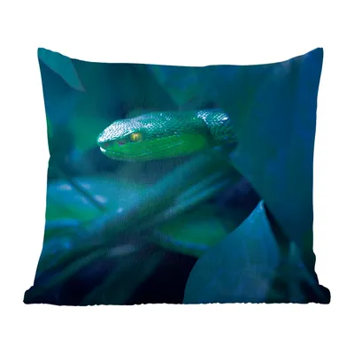 Produktbild von MuchoWow® Zierkissen Sofakissen Wohnzimmer Dekokissen 40x40 cm Schlange - Makro - Holz - Foto Kissen - Schlafzimmer Dekoration