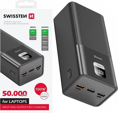 Immagine prodotto di SWISSTEN Power Line Powerbank 50 000 mAh, 100 W, Power Delivery, nero SWISSTEN 22013942