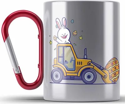 Produktbild von Trendation - Edelstahl Tasse Karabiner Ostern Ostergeschenke Kinder Jugendliche Geschenke Lustige Grafik Osterhase Osterei Sohn Jungs (Rot)